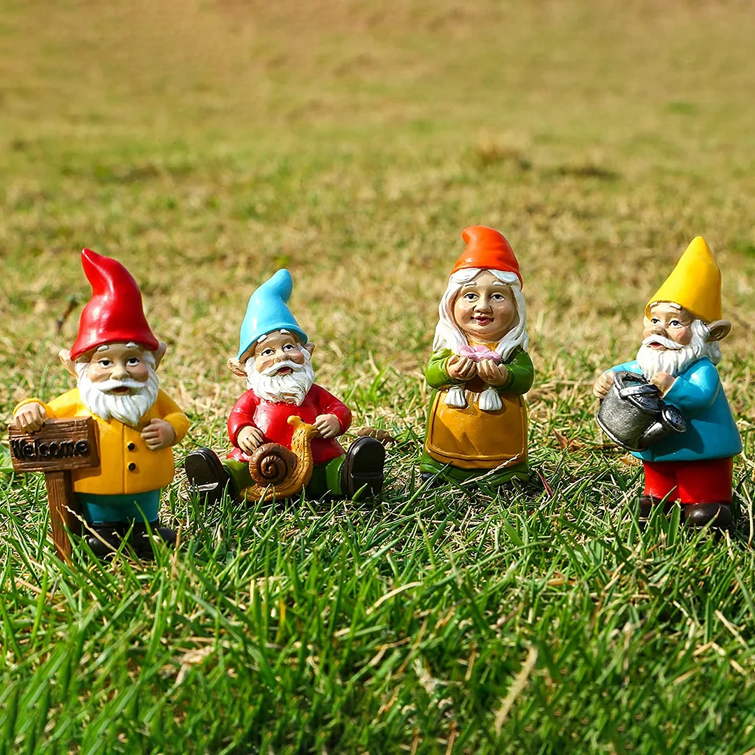 11 PCS Garden Gnome Decoration, Funny Outdoor Gnome, Rabbit, Bird, Squrriel, Owl and Hedgehog Graden Statue for Home Yard Décor