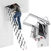 [US Local Warehouse] Ceiling Mounted Attic Ladder w/Handrails Retractable Loft Stairs 660LBS Capacity