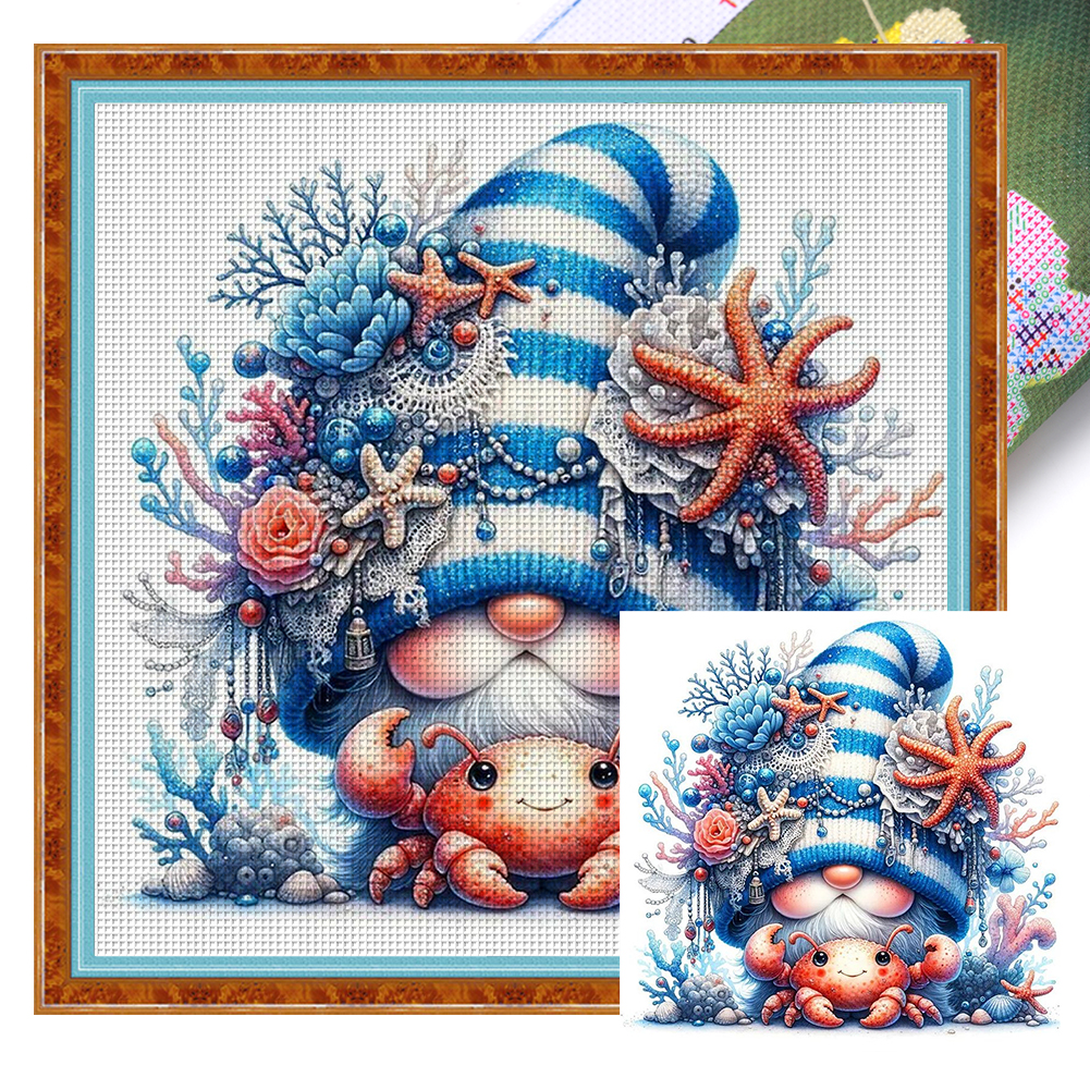 Crab Gnome Full 11CT Pre-stamped Canvas(40*40cm) Cross Stitch