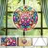 (18.5cm)DIY Acrylic Jigsaw Puzzle Window Hanging with Hanging Chain DIY Stained Glass Decoration Round Window Puzzle Decor for DIY Craft Project (Mandala)