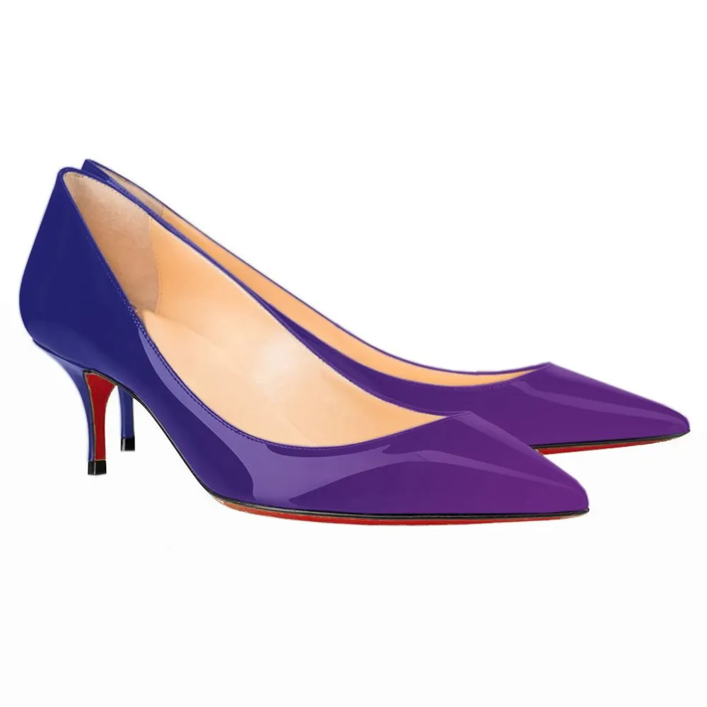 60mm Kitten Red Soles Heels Gradient Color Party Daily Pumps-vocosishoes