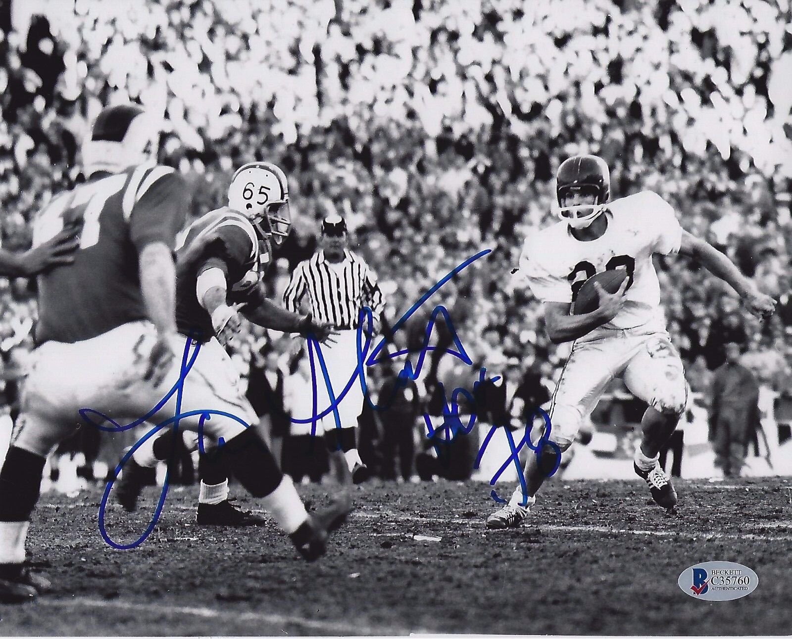 LANCE ALWORTH Signed San Diego CHARGERS 8x10 Photo Poster painting w/ Beckett COA & HOF Inscript