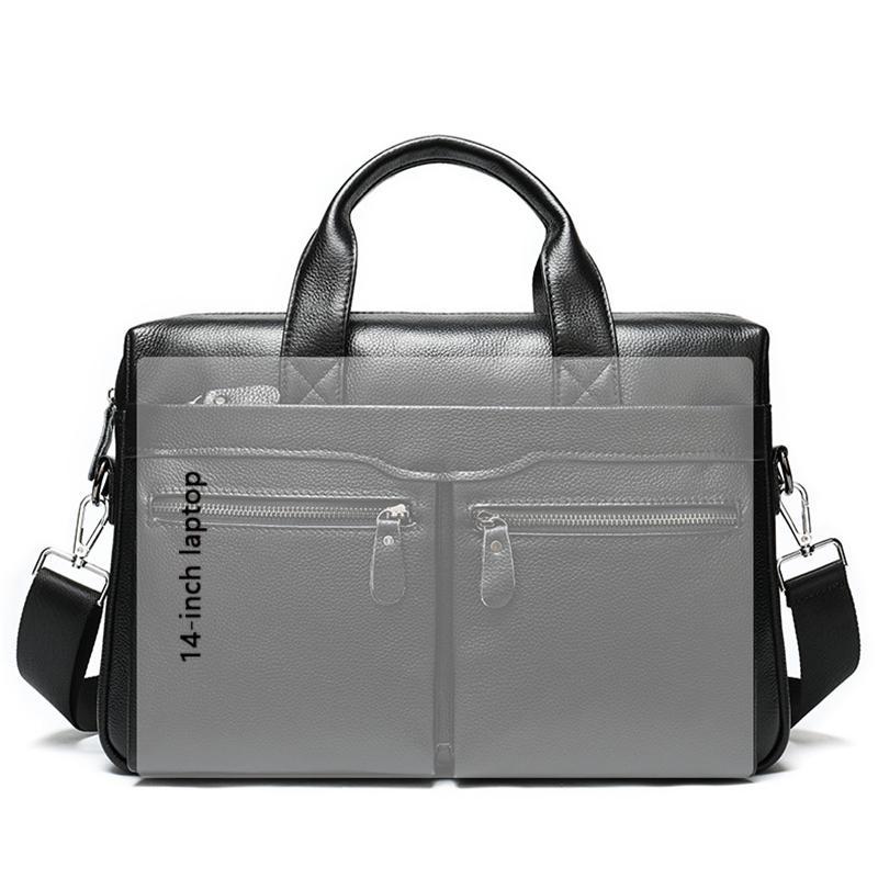 Business Fashion 14 Inch Laptop Briefcase Soft Leather Handbags
