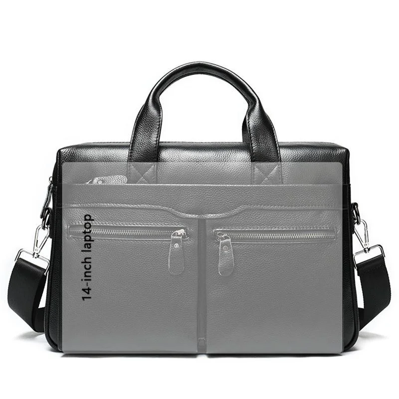 Business Fashion 14 Inch Laptop Briefcase Soft Leather Handbags