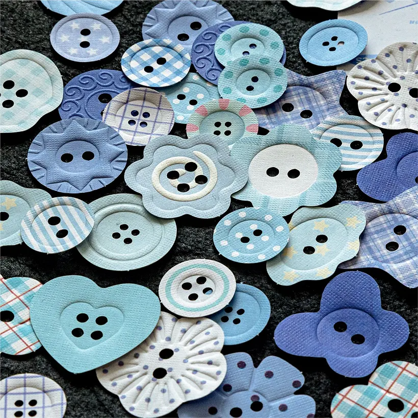 Journal Sticker - Vintage Colorful Button Shape 1.36