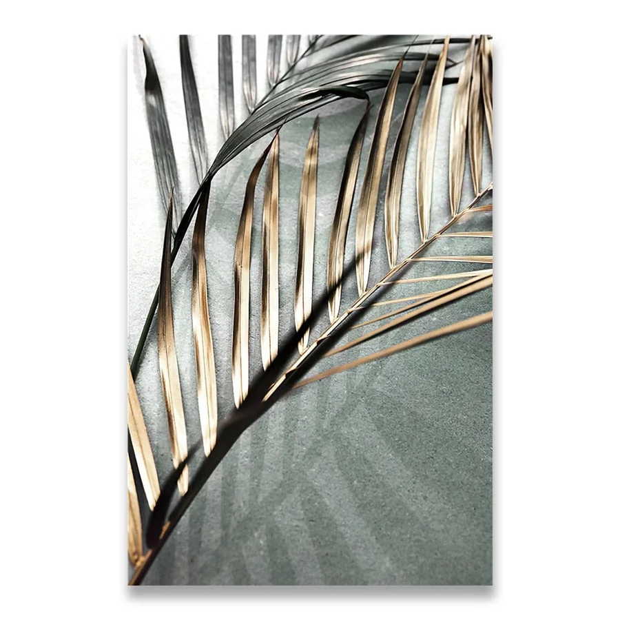 Golden Palm Leaf Plant Canvas Painting Botanical Nordic Wall Art Poster Print Scandinavian Decoration Picture Artwork Home Decor