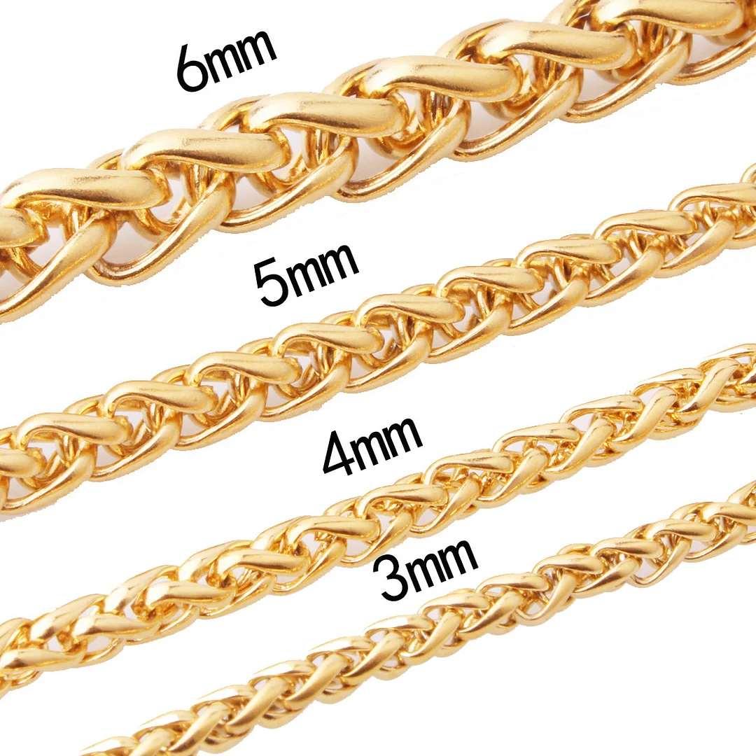 Twist Chain Keel Chain Ball Bead Chain Necklace for Men Women, Gold Titanium Stainless Steel Link Chain Necklace Men Jewelry