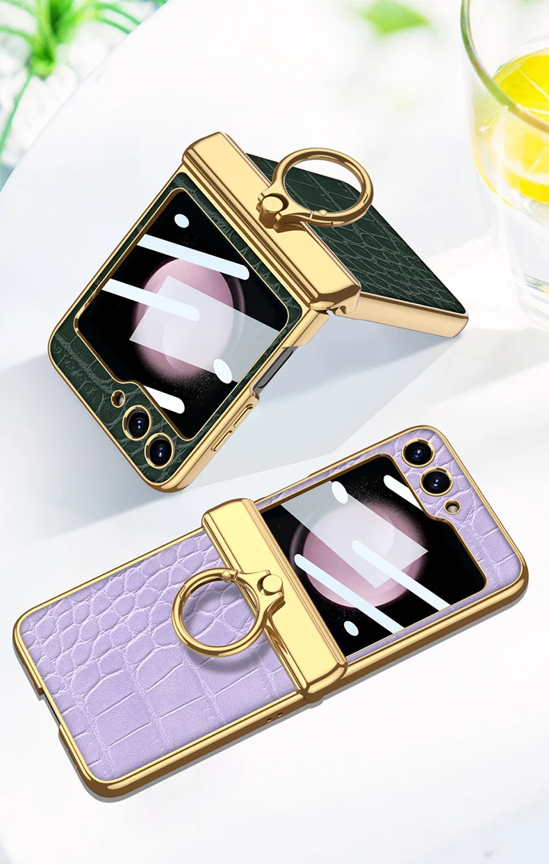Suitable for Samsung Zfilp5/4/3 Leather Stand Ring Phone Case