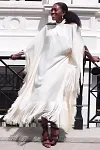 Fringed Cold Shoulder Cape Loose Maxi Dresses [Pre Order]