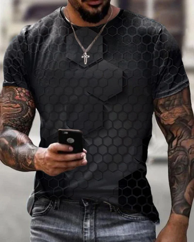 Men New Print Casual T-shirt-10