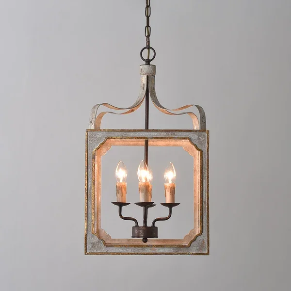 French Lantern Square Candelabra Chandelier  JOSENART Josenart