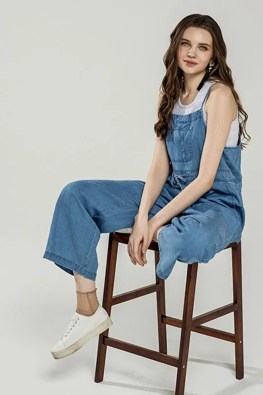 Plus Pocket Adjustable Straps Overall Jumpsuit