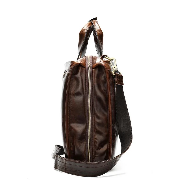 Mens Large Capacity Simple Style Vintage Business Briefcase Handbag