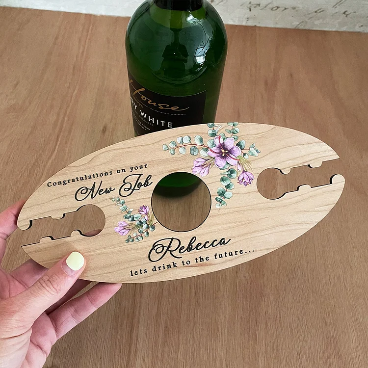 Personalized Wooden Wine Glass Holder with Name Wine Caddy for Wedding