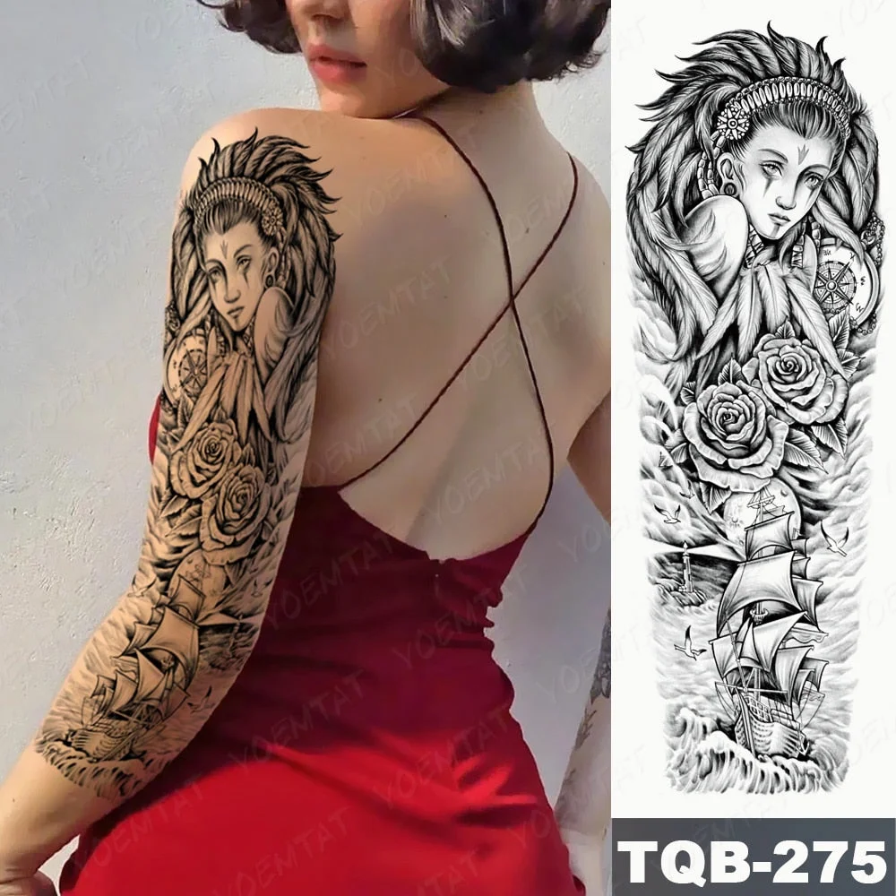 Large Full Arm Sleeve Tattoo Indian Forest Leopard Waterproof Temporary Tatoo Sticker Wild Tribe Men Women Body Art Tatto