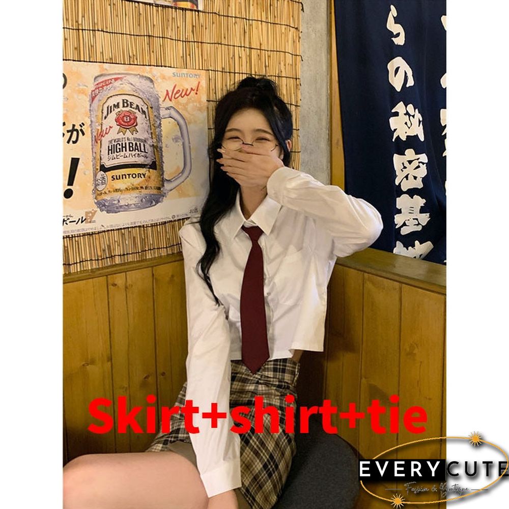 Japanese Style School Uniform New Red Tie Long Sleeve Solid Color Suits Coats Sexy Tight