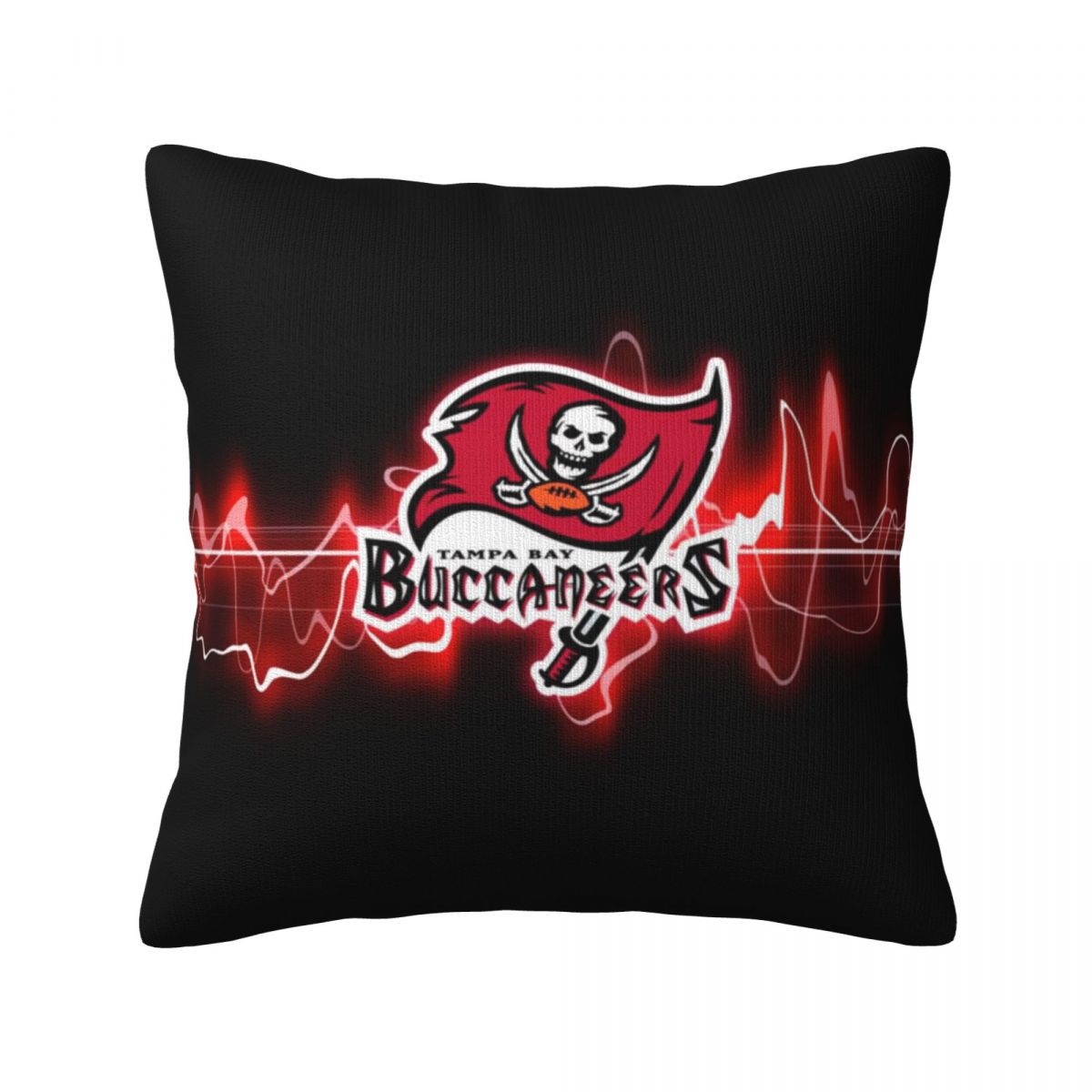 Tampa Bay Buccaneers Neon Waves Logo Decorative Throw Pillow