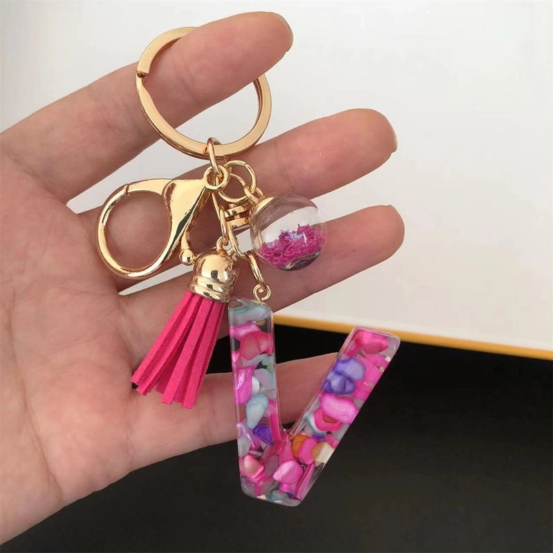 Minimalist Commute Letter Resin Unisex Bag Pendant Keychain