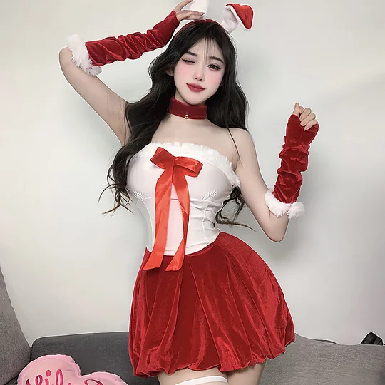 [Wetrose] In Stock Sexy Lingerie Christmas Gift Girl Cosplay Costume Bunny Girl Skirt Set