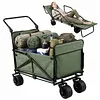[US Local Warehouse] 2-in-1 Wagons Carts Foldable 440lbs Capacity Folding Chair Cart with All-Terrain Wheels Beach Wagon for  Sports Garden Camping (Green)