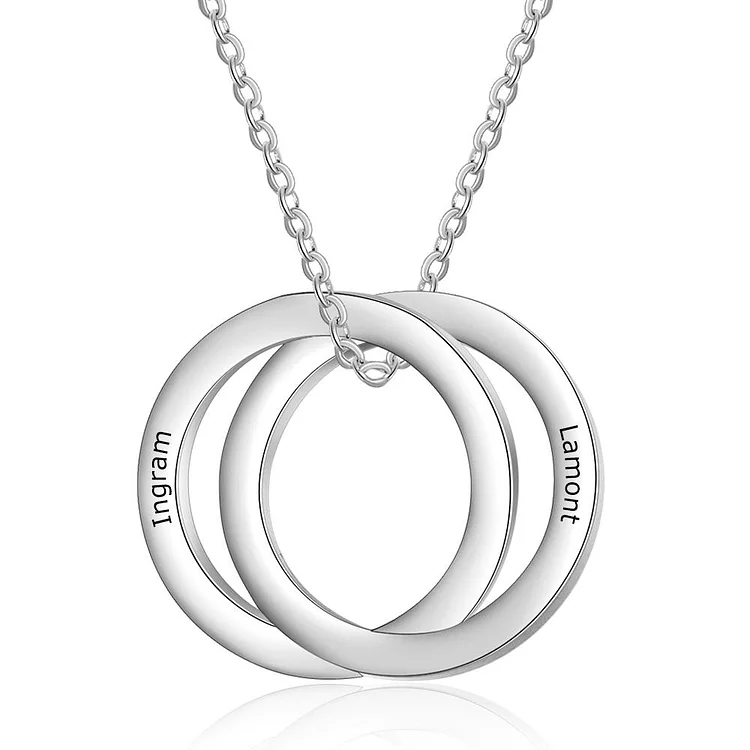 Russian Ring Necklace Engraved Interlocking Necklace Personalized 2 Names Gift For Her