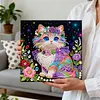 (25x25cm)DIY Pearl Painting Cat Framed Handmade Pearl Material Art Kit Living Room Decor