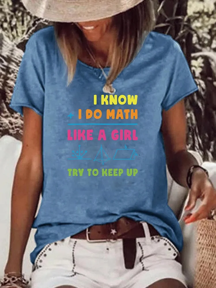 Math Like A Girl Try To Keep Up Raw Hem Tee