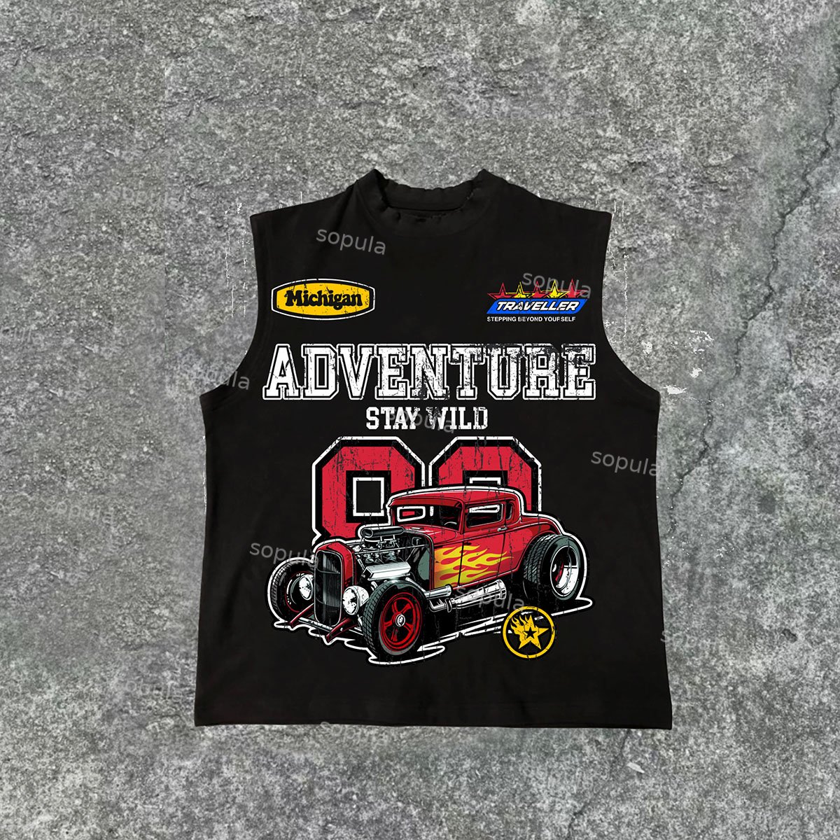 Sopula Casual No 88 Vintage Classic Car Graphics Cotton Tank Top - SOPULA