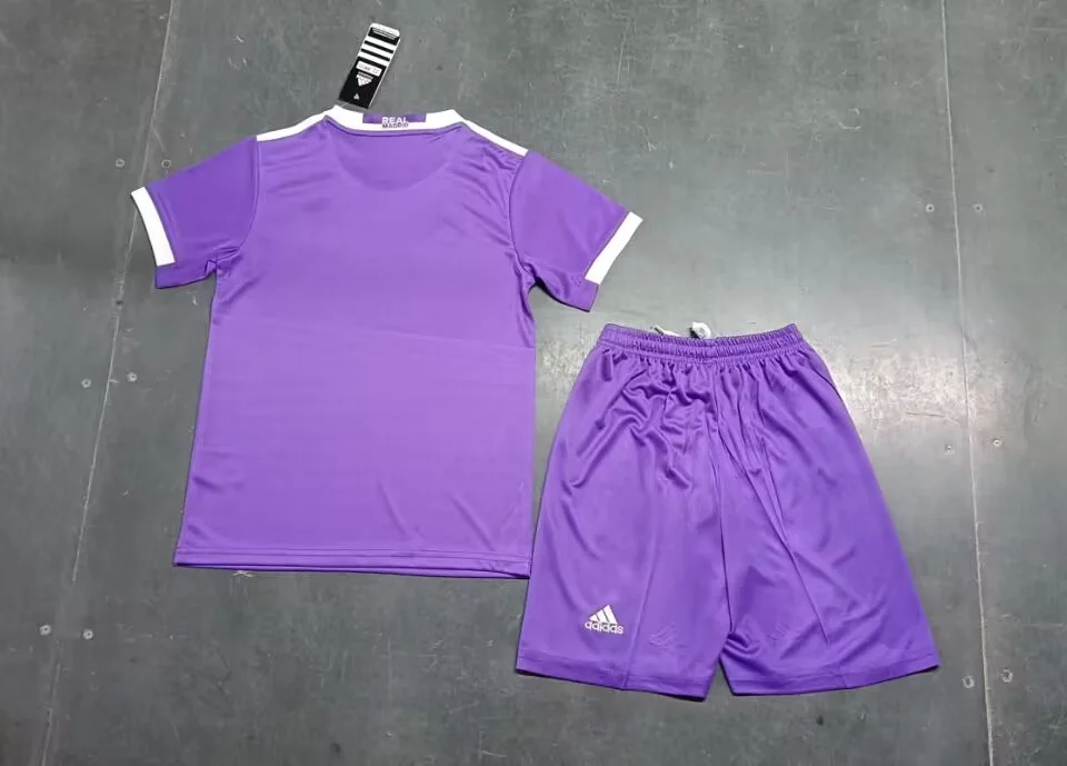 2016-2017 Retro Real Madrid Purple Kids Kit Football Shirt Thai Quality