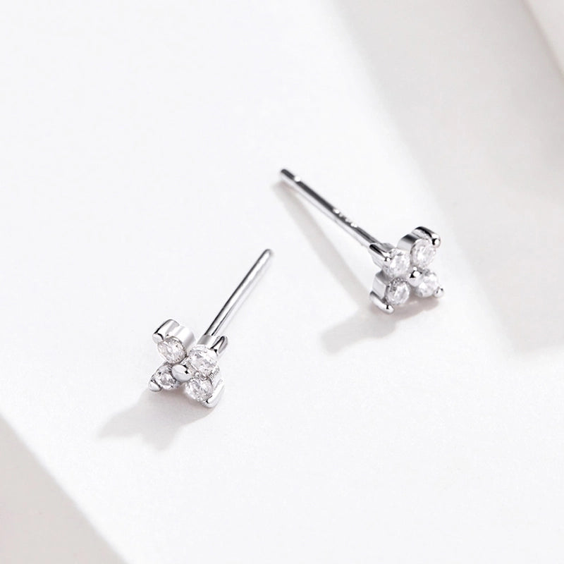 1 Pair 925 Sterling Silver Flower Ear Studs
