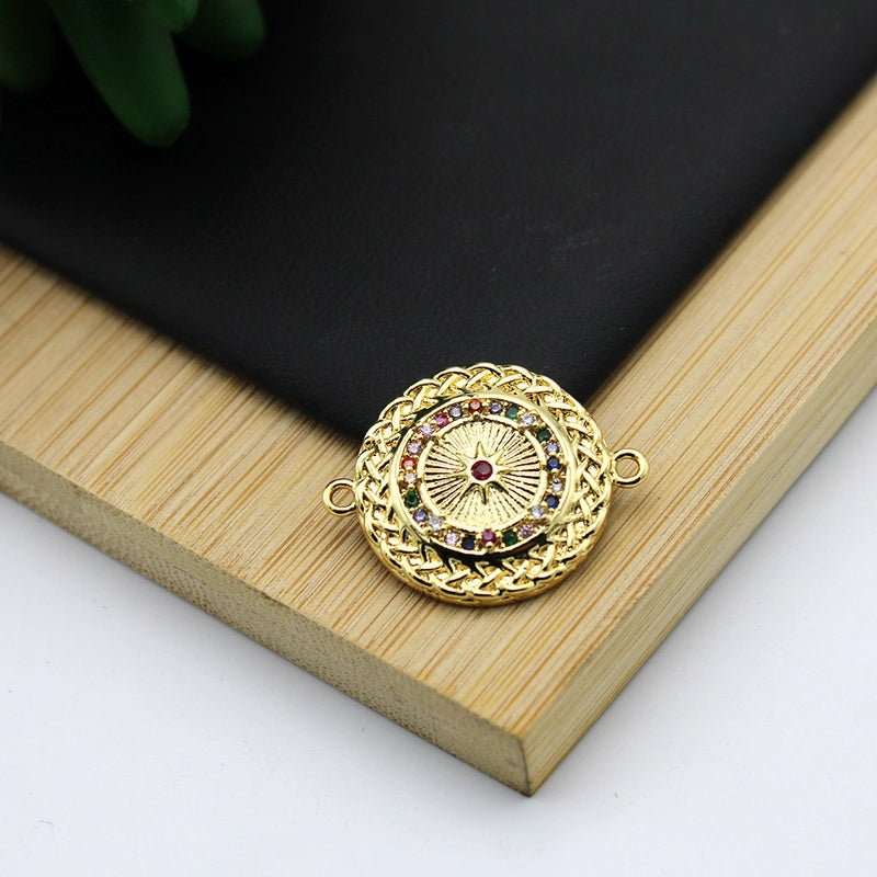 1 Piece Copper Star Moon Hand Of Fatima Pendant