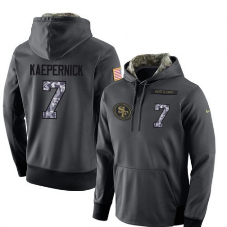NFL Men's  San Francisco 49ers #7 Colin Kaepernick Stitched Black Anthracite Salute to Service Player Performance Hoodie