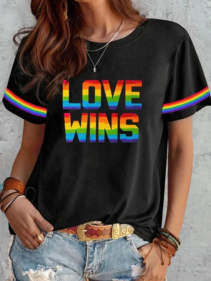 Women's Love Wins Print Crew Neck T-Shirt