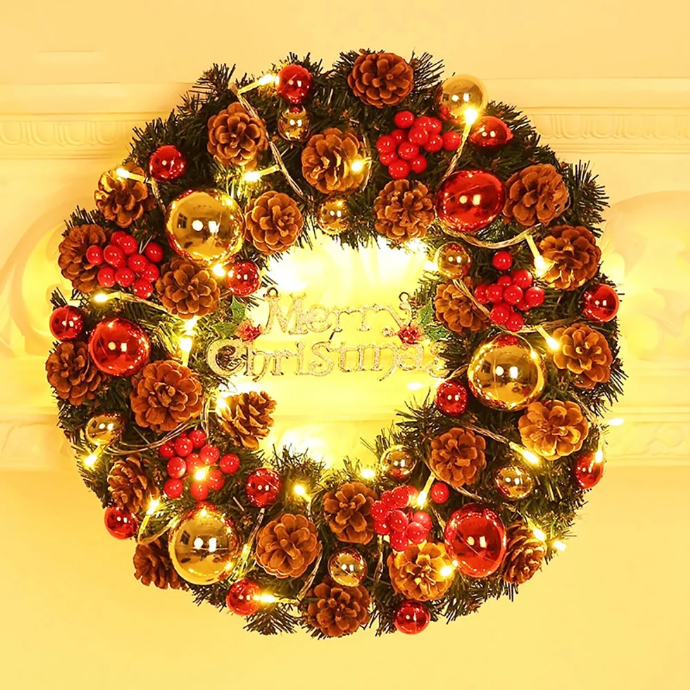 Christmas red ball pine cone garland decoration holiday pendant