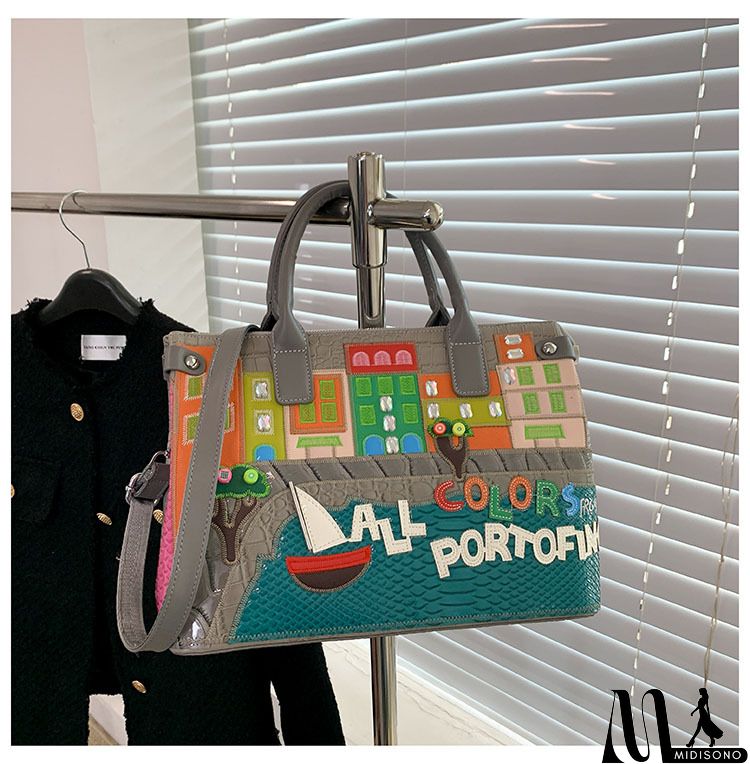 MidiSono - Women Fashion Retro Embroidery Large Capacity Messenger Bag