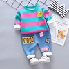 Baby Girl Boy Suits Plush Stripe Smiley Face 2 Pcs/Set
