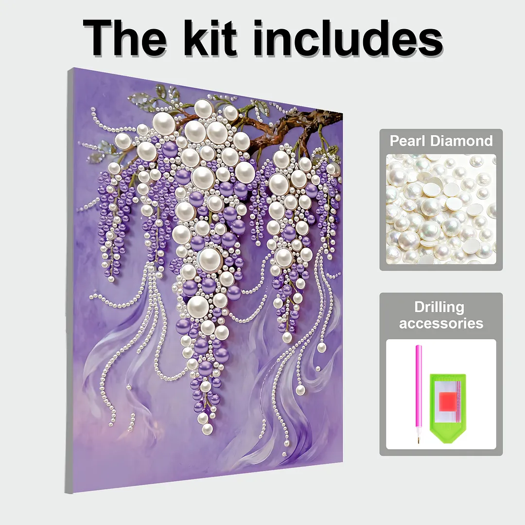 Grape Framed DIY Pearl Painting Kit for Adults 40x50cm
