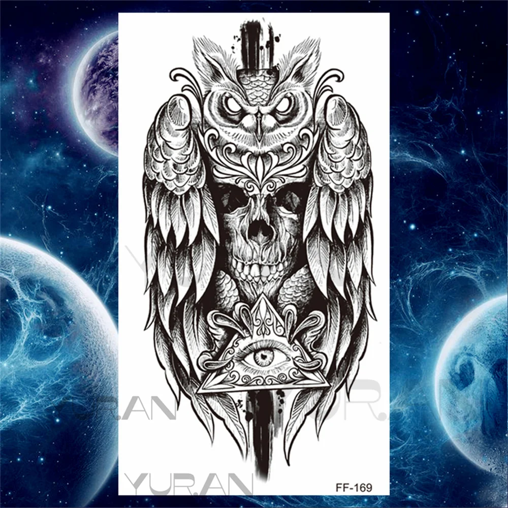 Sdrawing Scary Temporary Tattoos For Men Women Realistic Wolf Forest Lion Tiger Vampire Compass Fake Tattoo Sticker Arm Body Tatoos