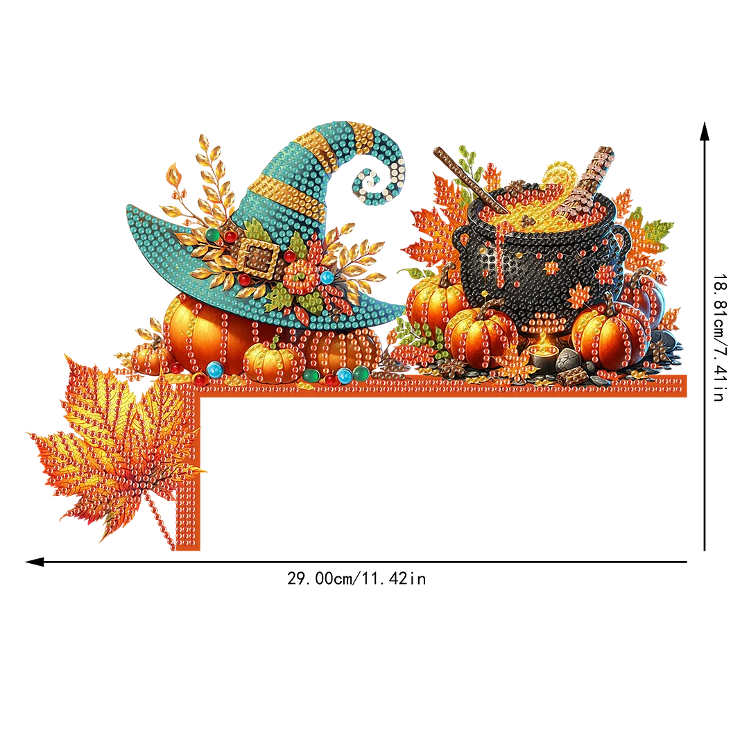 Autumn Pumpkin Diamond Art Door Right Angle Sign for Indoor Outdoor Wall