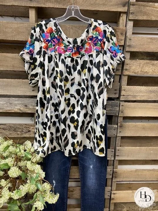 Casual Leopard Short Sleeve Jacket Cardigan