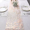 108" Metallic Blush / Rose Gold Foil Thin Mesh Polyester Table Runner - 25GSM