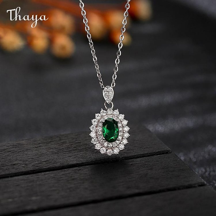 Thaya 925 Silver Imitation Green Tourmaline Gemstone Necklace