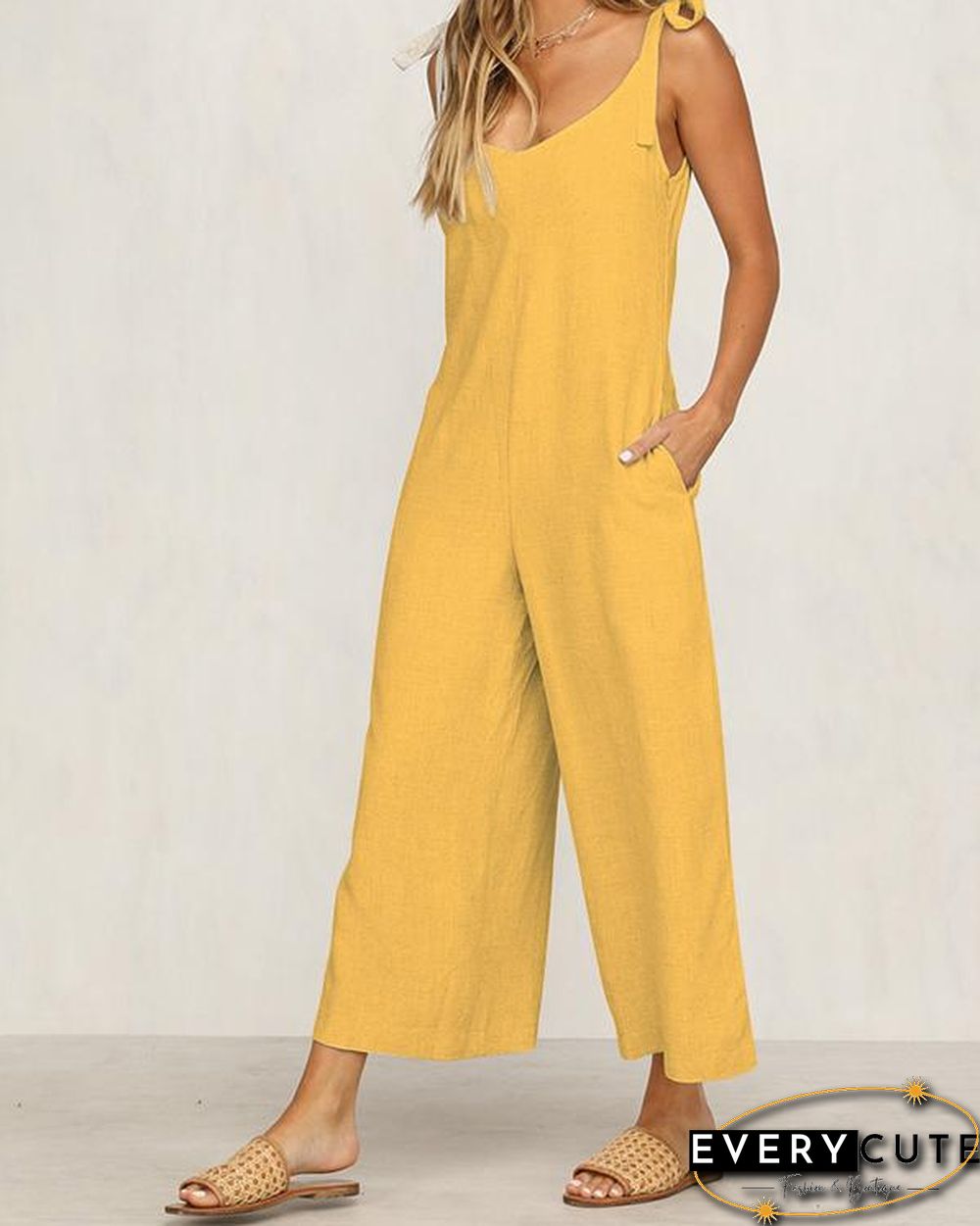 Fashion Halter Sleeveless Wide Leg Jumpsuit