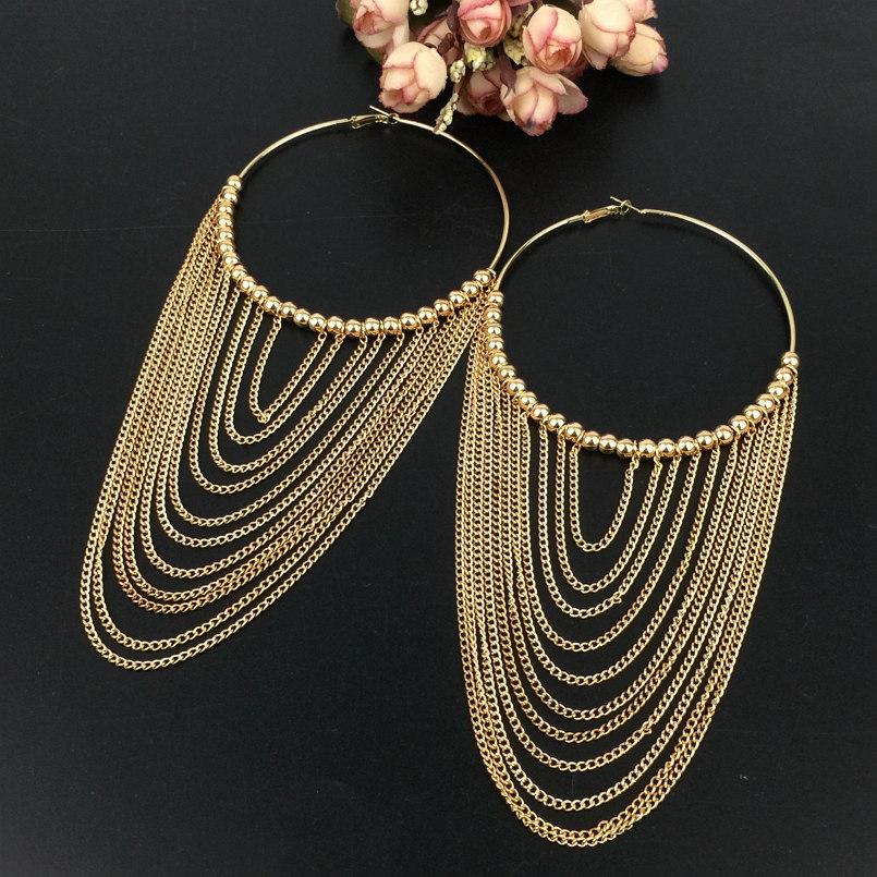 Metal tassel all-match earrings