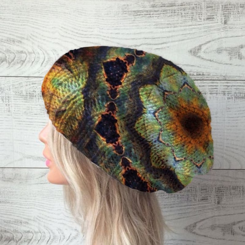 Casual multicolor flower print warm knit hat