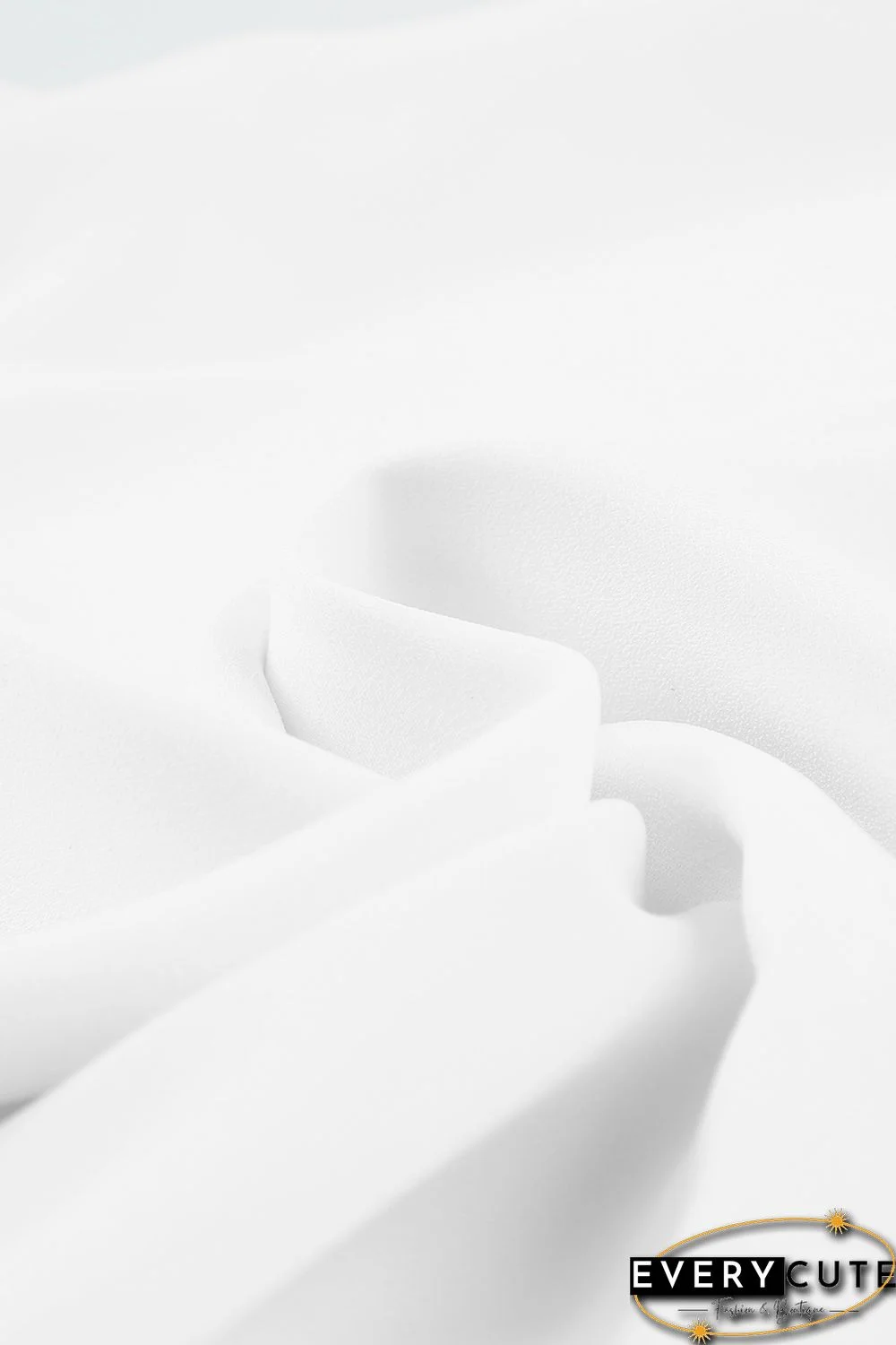 White Solid Color V Neck Frill Trim Tank Top