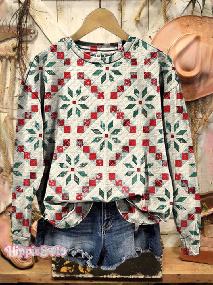 Vintage Christmas Print Casual Sweatshirt Multicolor / S