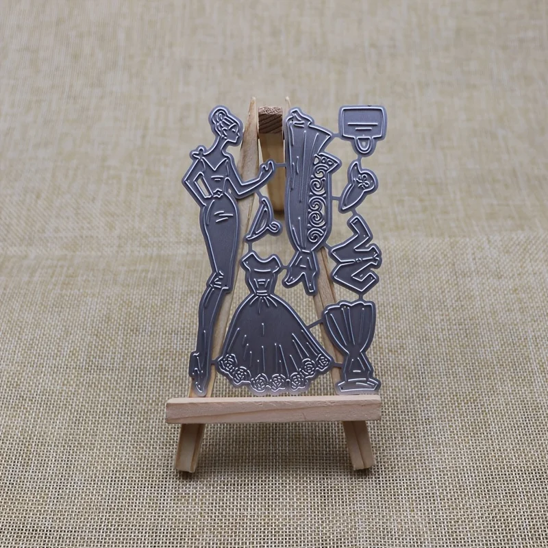 Athvotar Cutting Dies Princess Dress High Heels Handbag Diy Scrapbooking Photo Album Decorative Embossing Stencil Paper Card Crafts