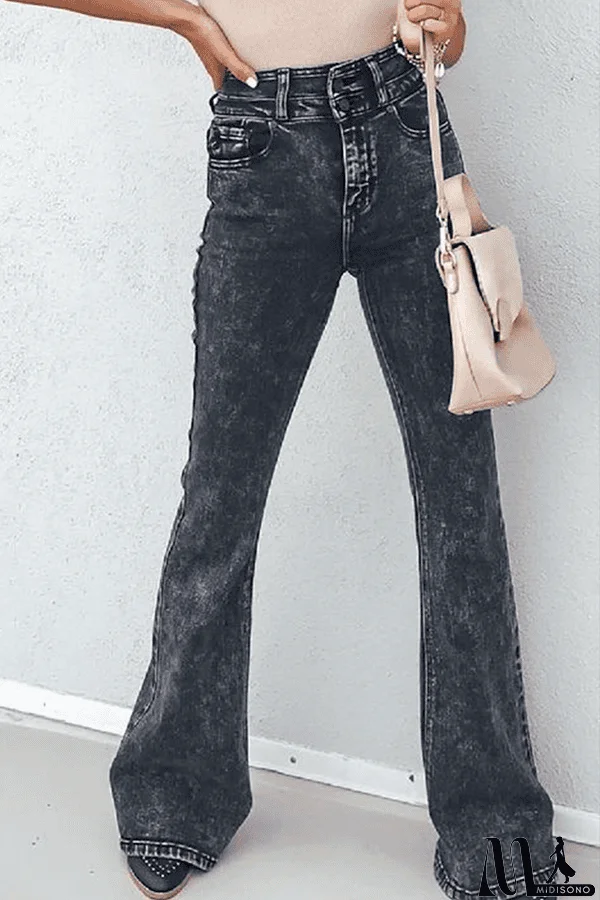 MidiSono - Veera High Rise Acid Wash Flare Denim