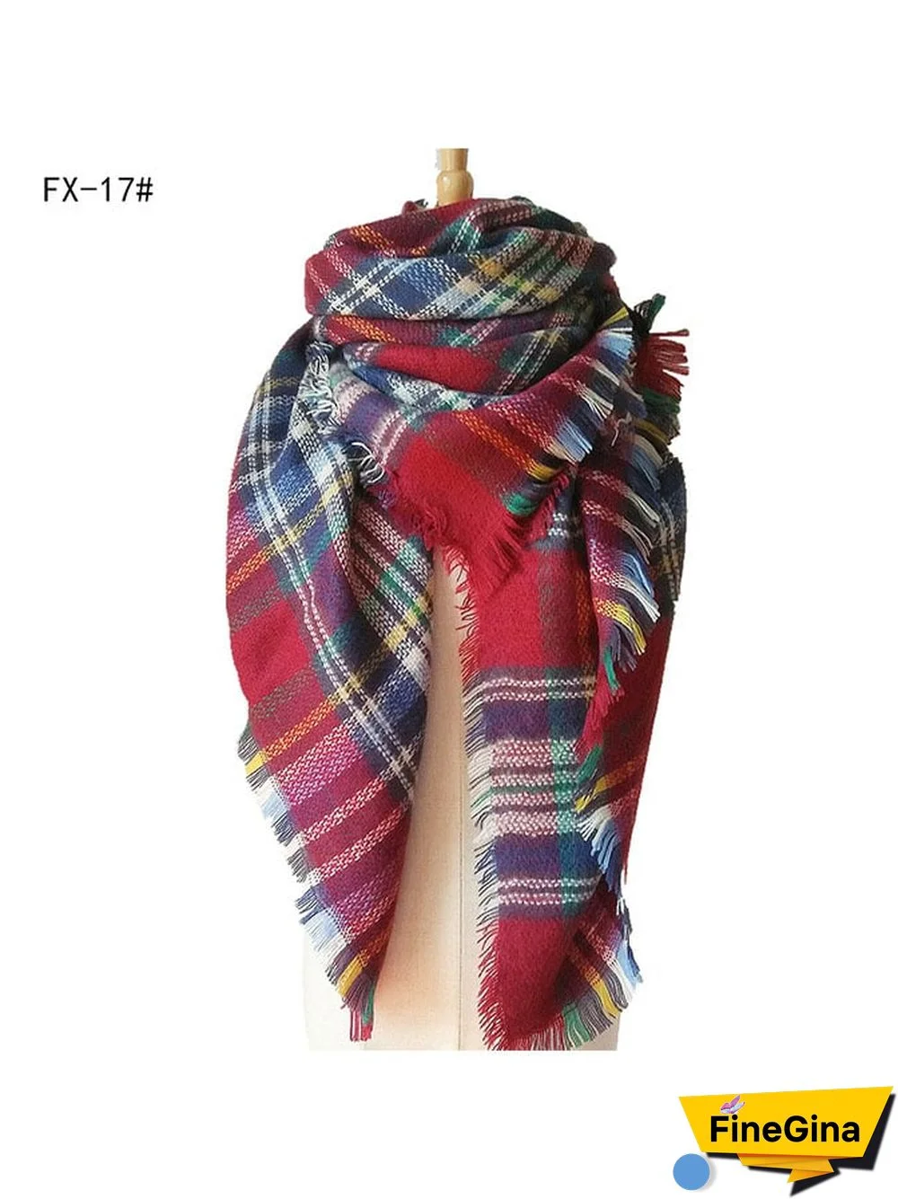Imitation Cashmere Oversized Double-Sided Colorful Plaid Square Scarf